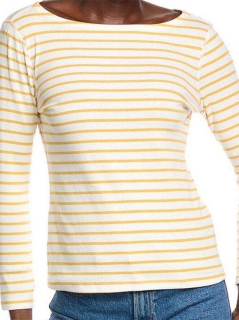 J. McLaughlin White and Marigold Stripe Goldie Knit Top- NWT